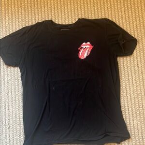 Black T-Shirt with Red Tongue Graphic